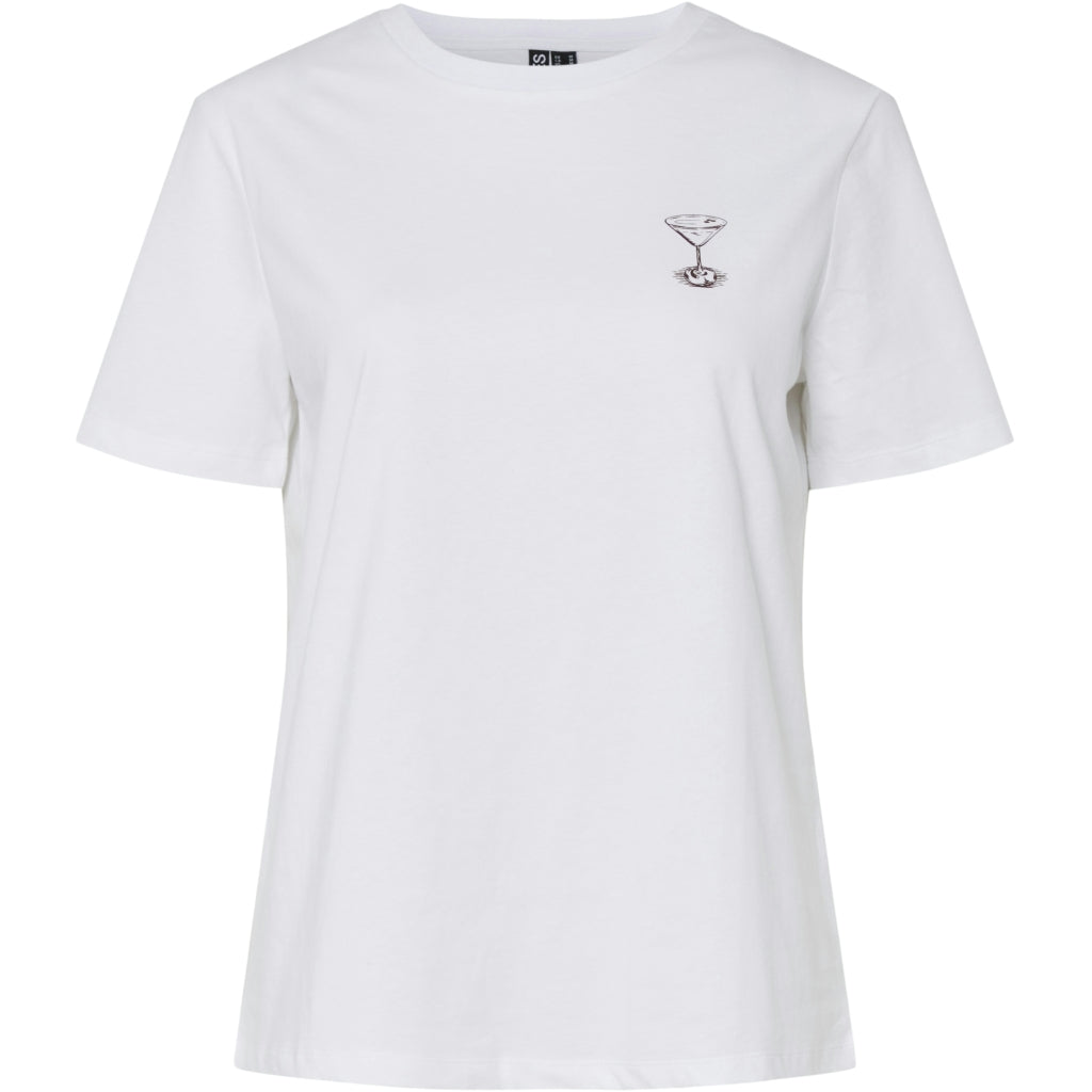 Pieces Dame -shirt Pcaja Bright White Brown Expresso Martini