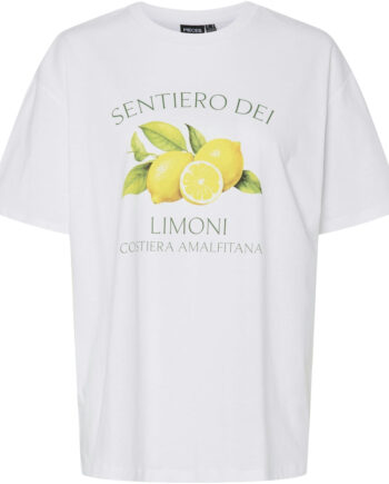 Pieces Dame  -shirt Pcthea Bright White Limoni