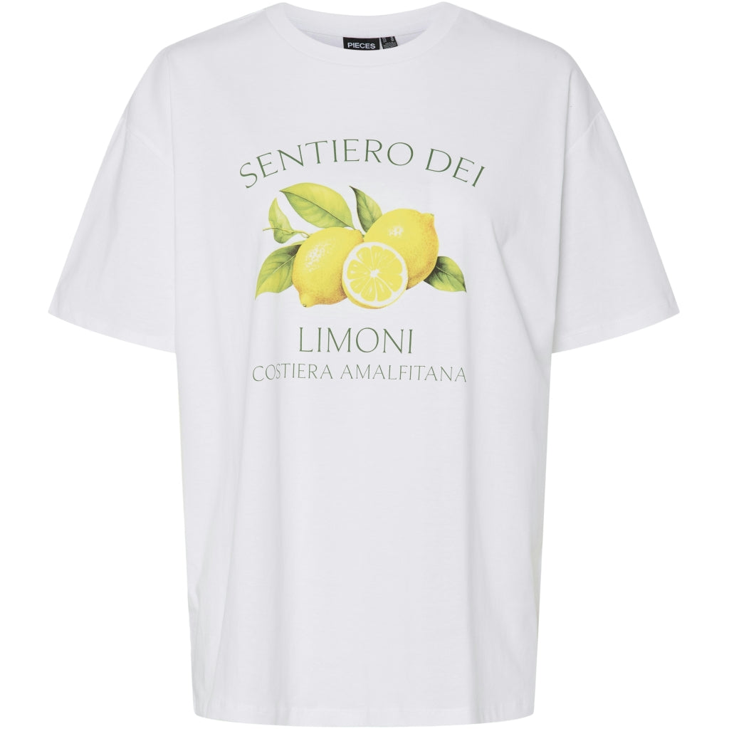 Pieces Dame -shirt Pcthea Bright White Limoni