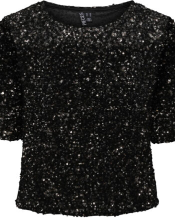 Pieces Dame Top Pckam Black Silver