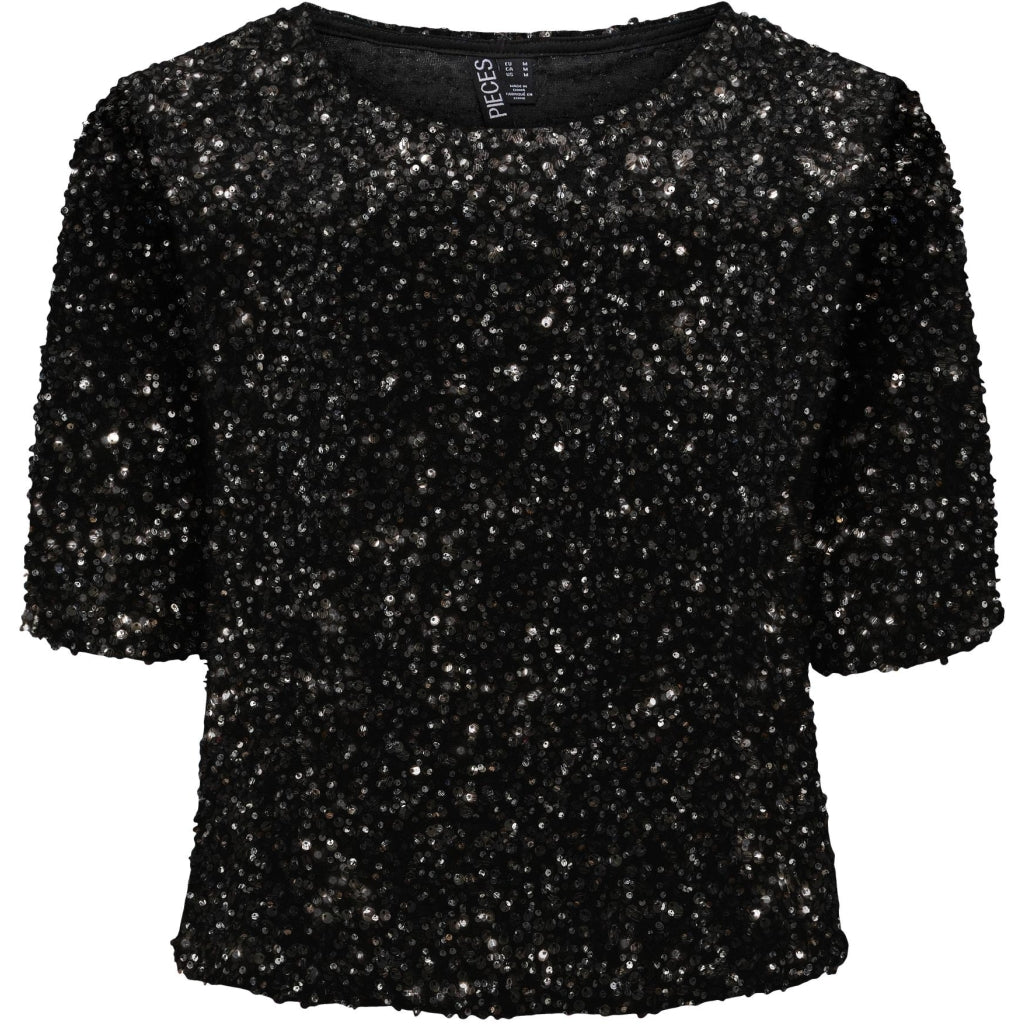 Pieces Dame Top Pckam Black Silver