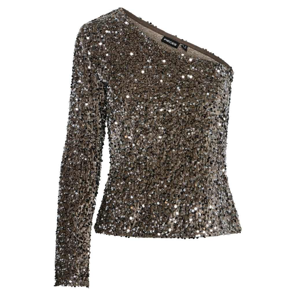 Pieces Dame Top Pckam Morel Silver Sequins