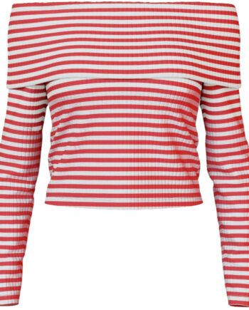 Pieces Dame Top Pclaya Bright White High Risk Red
