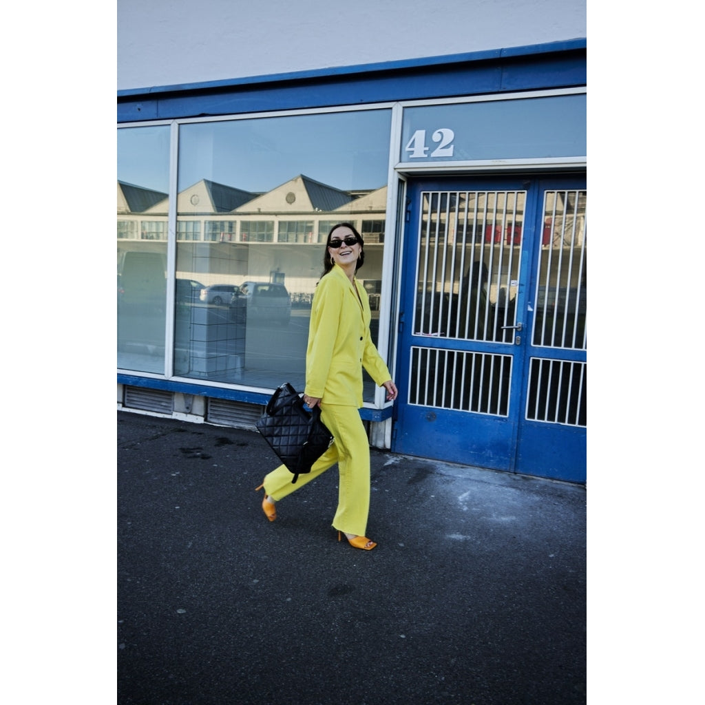 Pieces Ditte Estrup Pcmolly Hw Wide Denim Pant Golden Kiwi