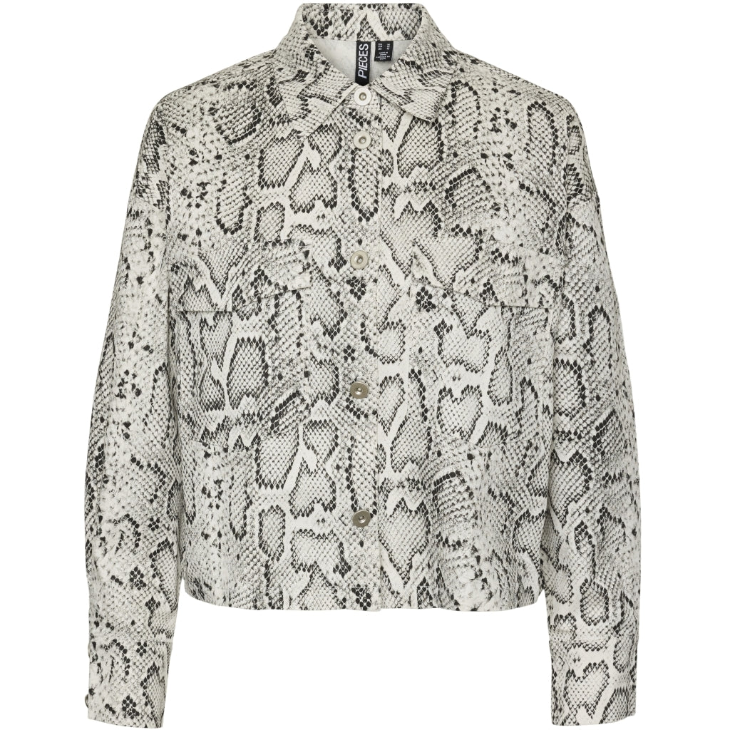 Pieces Ditte Estrup Cille Fjord Pcjessica Shirt Bright White Snake Print