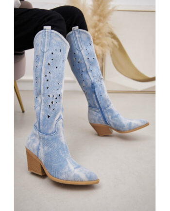 Uma Dame Cowboystøvle 8130a Light Denim