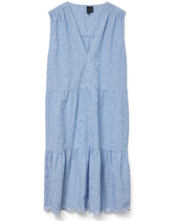 Vero Moda Dame Kjole Vmnika Cashmere Blue Bright White