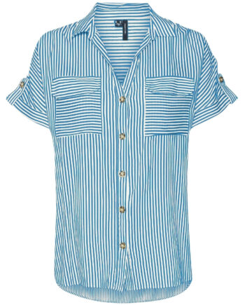 Vero Moda Dame Skjorte Vmbumpy Azure Blue Snow White