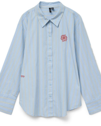 Vero Moda Dame Skjorte Vmcharlotte Airy Blue Stripes Cloud Dancer Twill