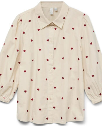 Vero Moda Dame Skjorte Vmfeat Birch Heart Emb Karander Red