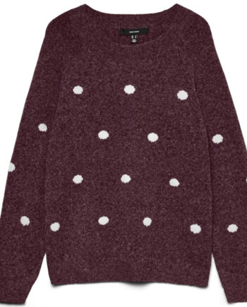 Vero Moda Dame Striktrøje Vmdoffy Winetasting White Dots