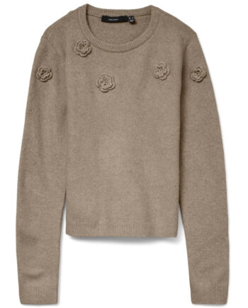 Vero Moda Dame Striktrøje Vmrose Silver Mink Melange