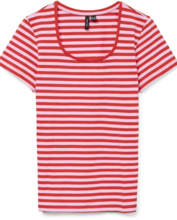 Vero Moda Dame  -shirt Vmlotte Fiery Red Stripes Bonbon