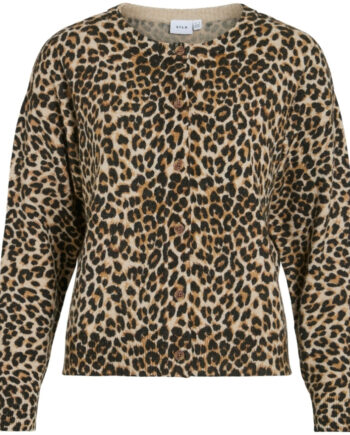 Vila Dame Cardigan Viril Birch Leopard