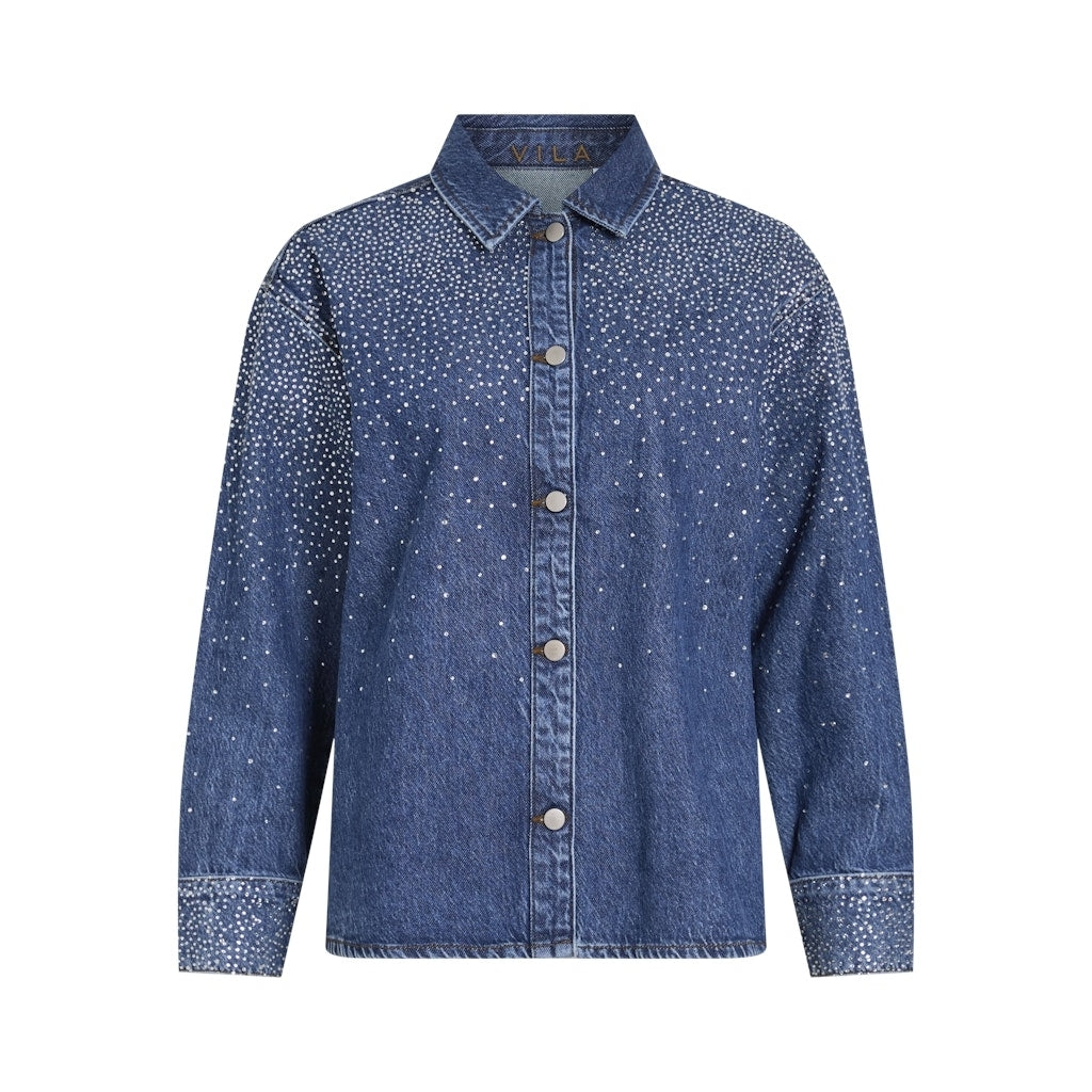 Vila Dame Denimskjorte Vipal Medium Blue Denim