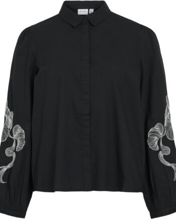Vila Dame Skjorte Vivesta Black Beauty Detail Snow White