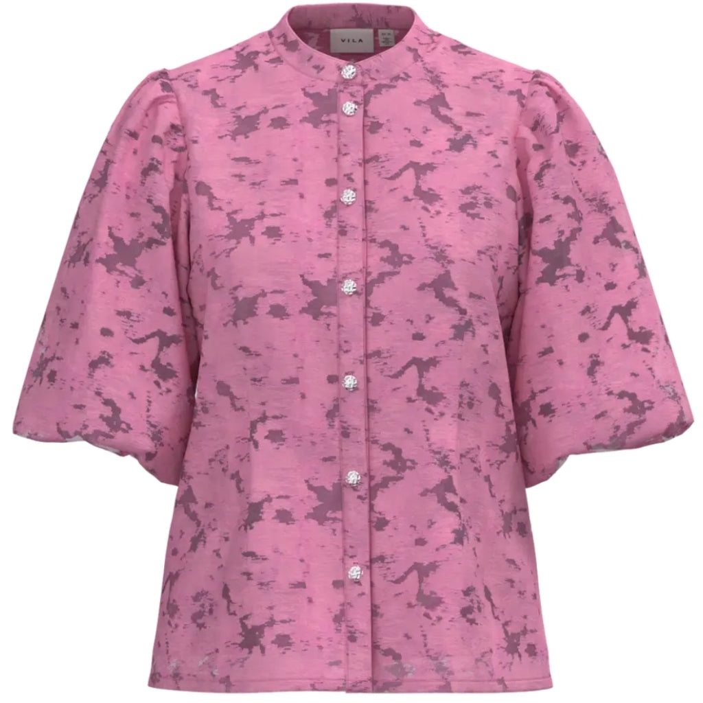 Vila Dame Top Viagga Sangria Sunset Jacquard