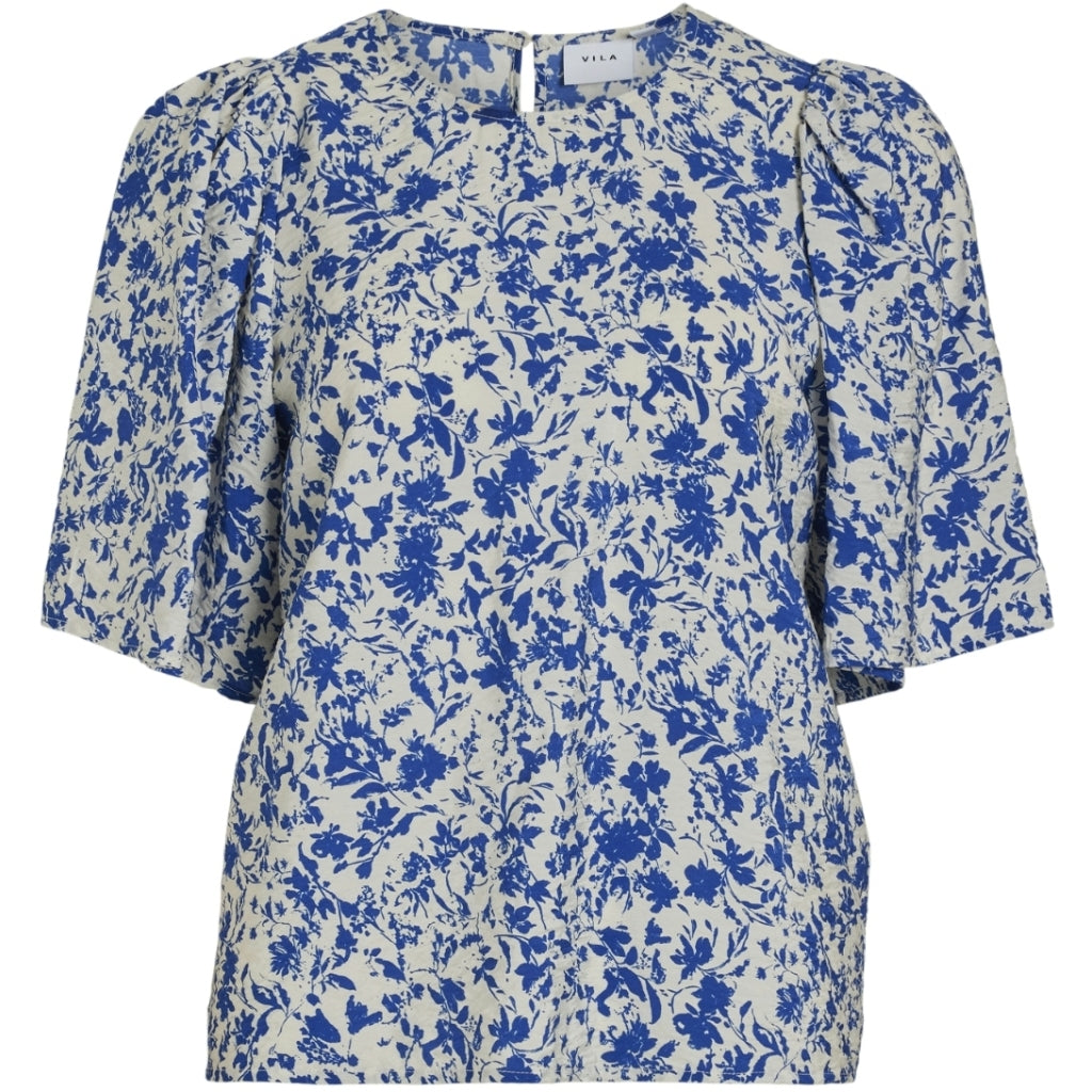 Vila Dame Top Vially Mazarine Blue Aop
