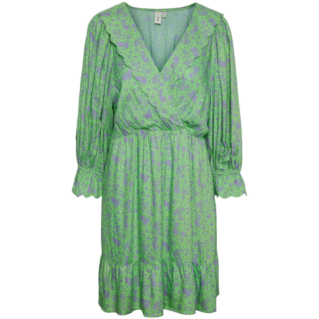 Yas Kjole Yasstelli Summer Green Purple Flowers