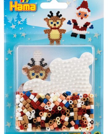 Hama Midi Perlesæt Jul  Nisse Og Rensdyr 450 Perler   Perleplade