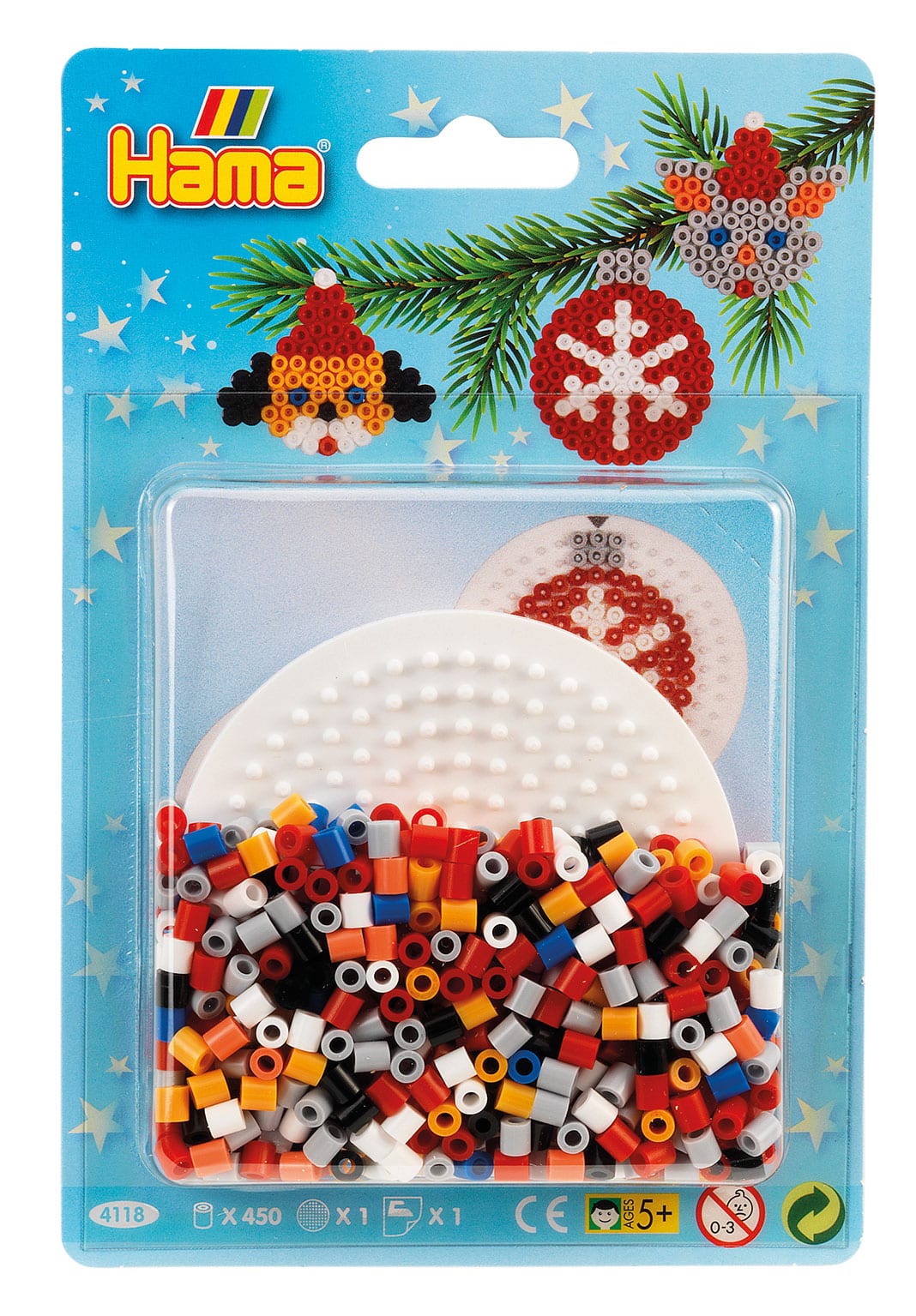 Hama Midi Perlesæt Julekugler Til Ophæng 450 Perler Perleplade