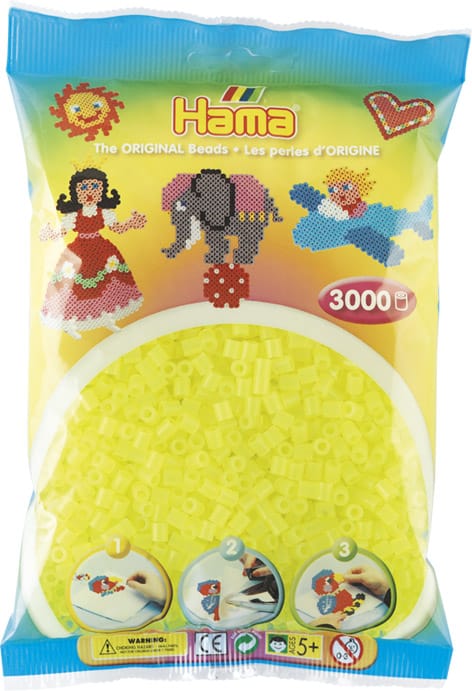 Hama Perler 3000 Stk Neon Gul Midi 201-34