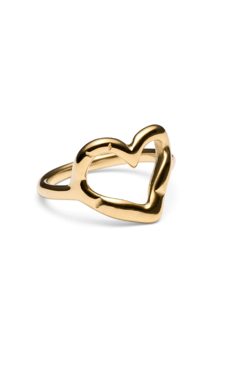 Smykkeli Copenhagen Ring Big Heart Gold Colour