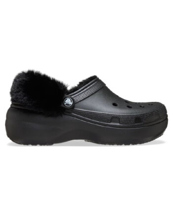 Crocs Træsko Classic Platform Fuzz Lined Black