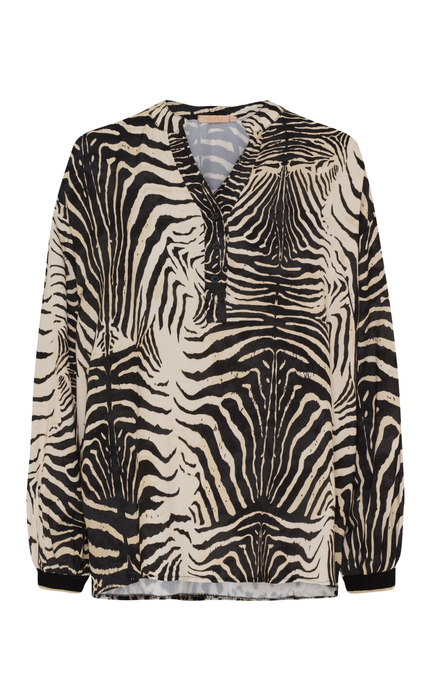 Marta Du Chateau Skjorte Veronique Nero Zebra