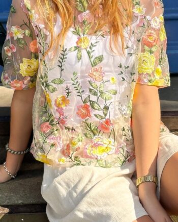 -view Bluse Fuschia Sand Yellow
