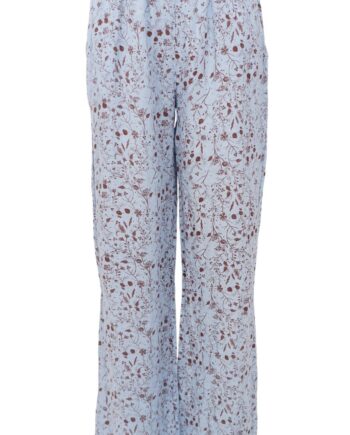 Black Colour Bukser Melina Wide Linen Floral