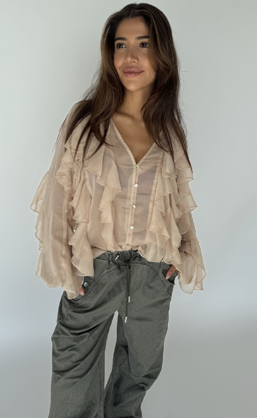 Continue Bluse Lissa Flounce Sand