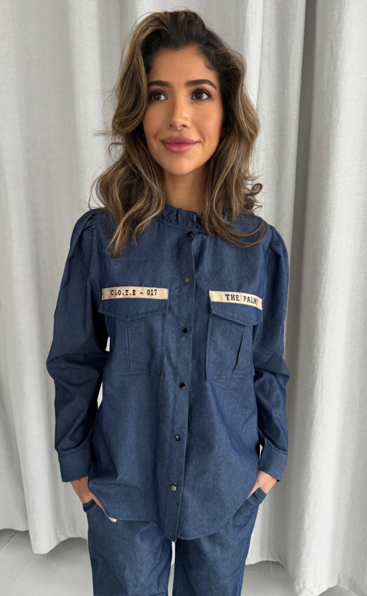 Continue Bluse Mili Patch Chambre Denim Blue