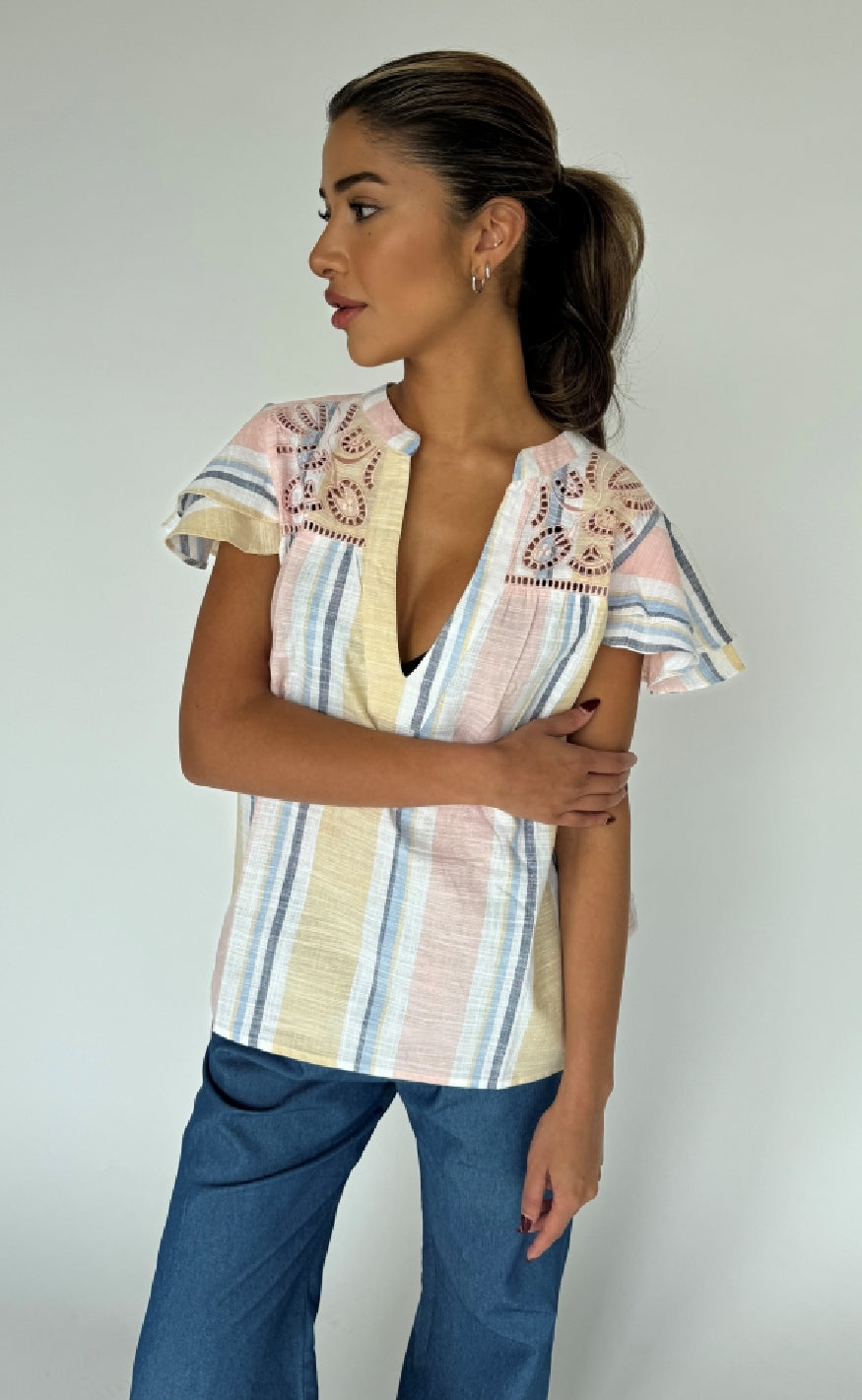Continue Top Christel Yellow Stripe
