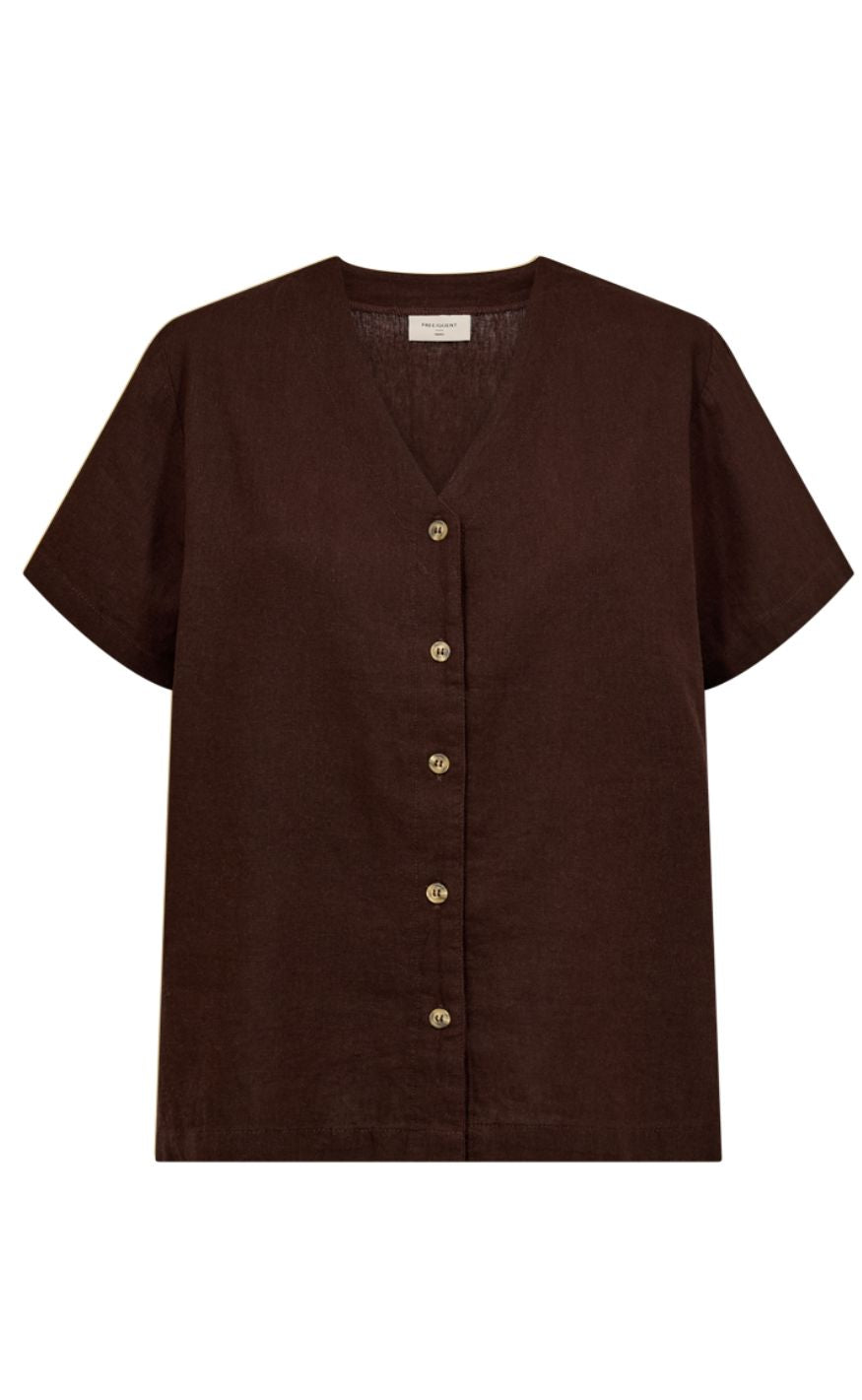 Freequent Skjorte Lava Ss -neck Coffee Bean
