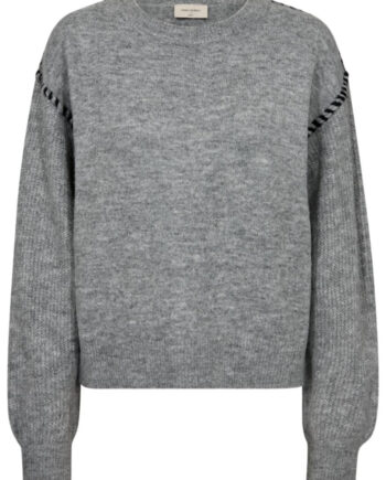 Freequent Striktrøje Kinlock Medium Grey Melange    Black