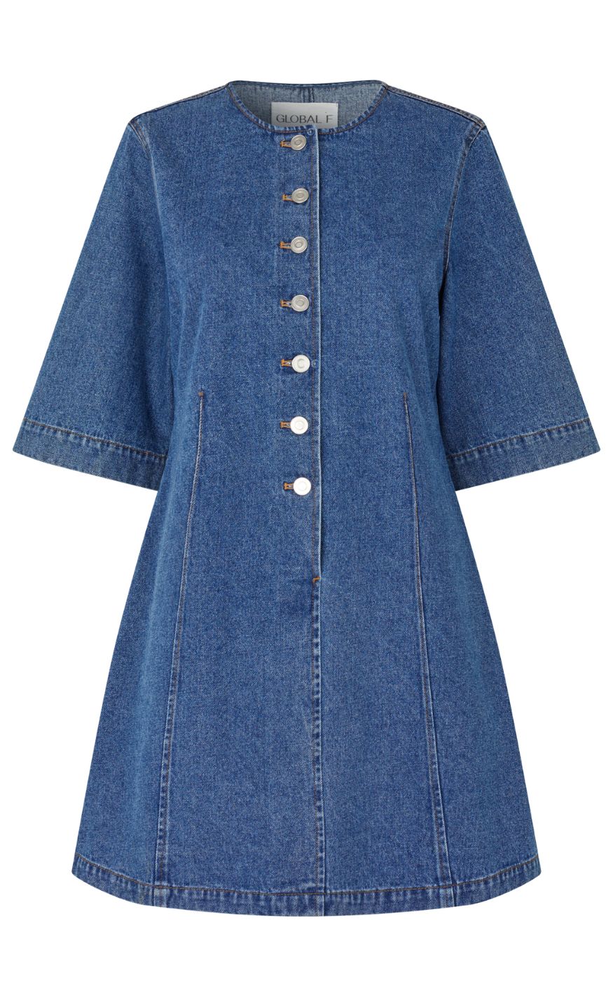 Global Funk Kjole Nenaya- Vintage Blue Wash