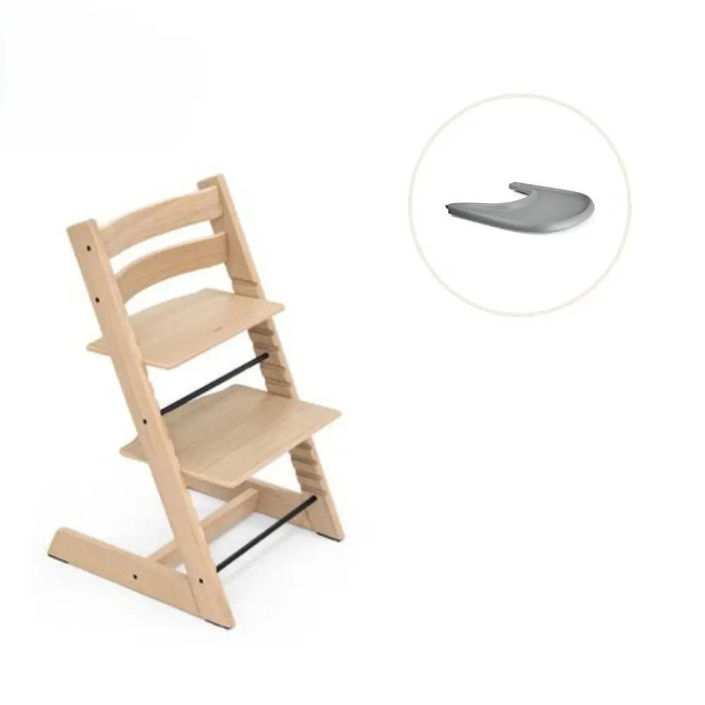 Højstol Inkl Tray Eg Natur Grå