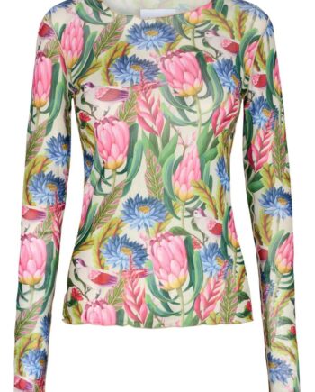 Liberte Bluse Mesh Flower Bird Sand