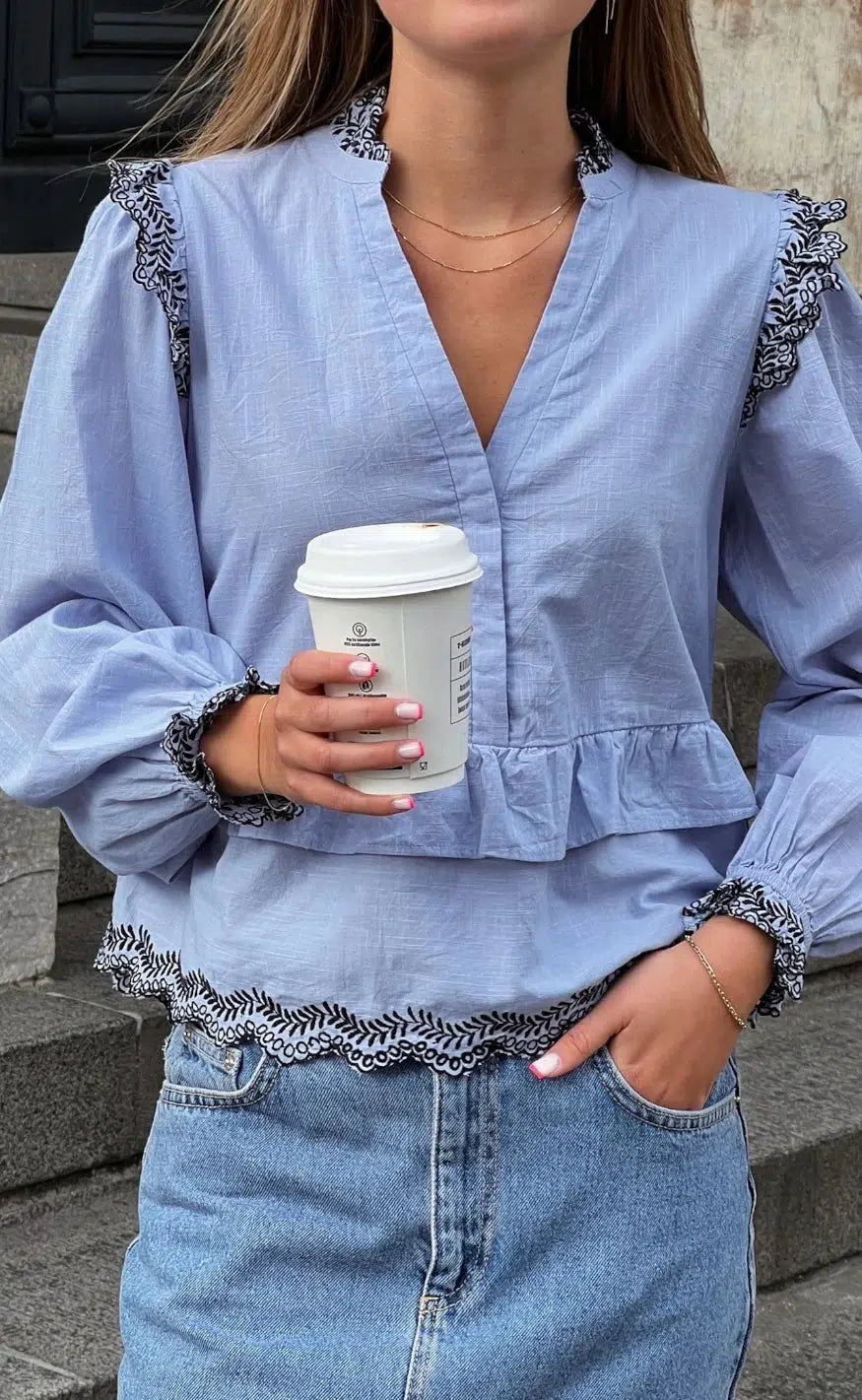 Neo Noir Bluse Panama Light Blue