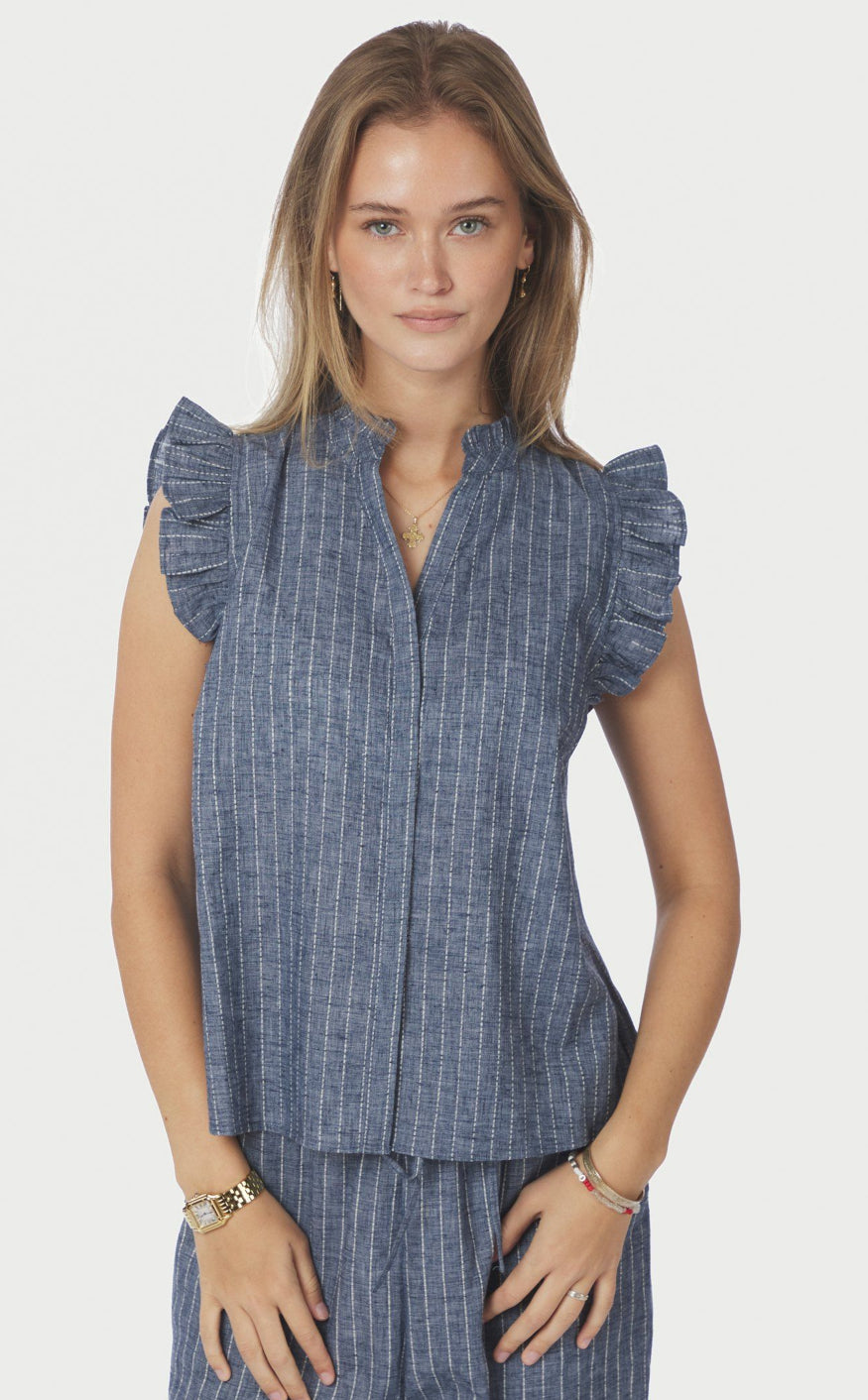 Neo Noir Top Siona Emb Blue