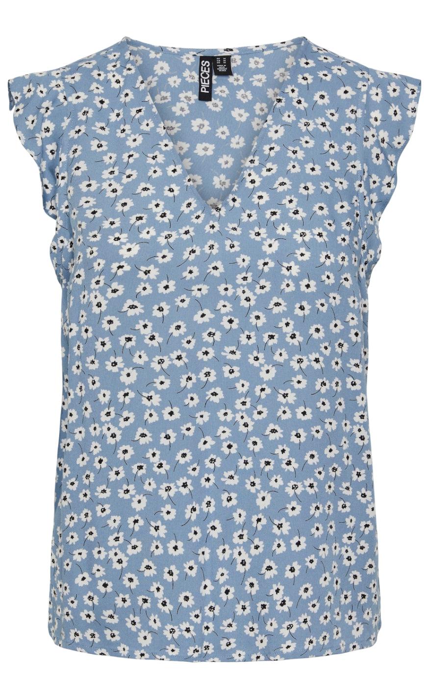 Pieces Top Nya Faded Denim