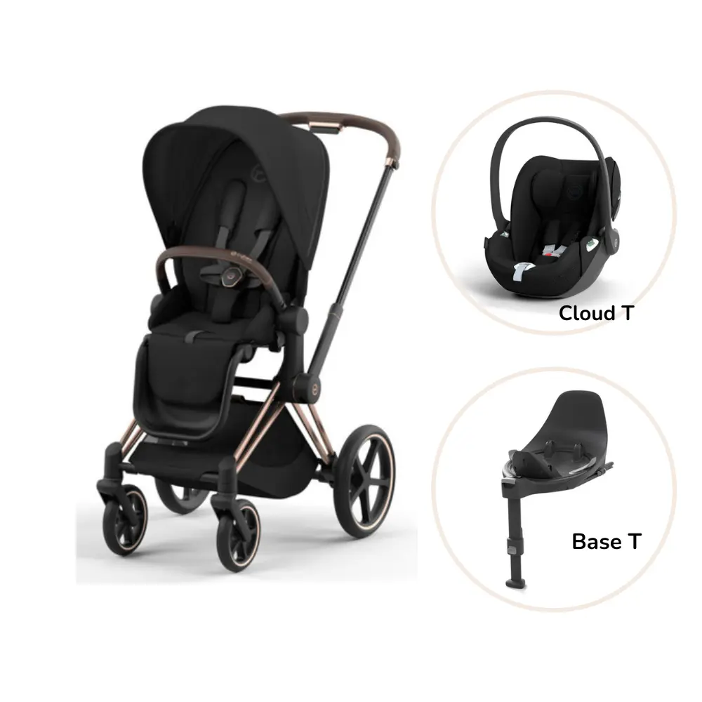 Priam Klapvogn Inkl Cloud Og Base Sepia Black Rosegold