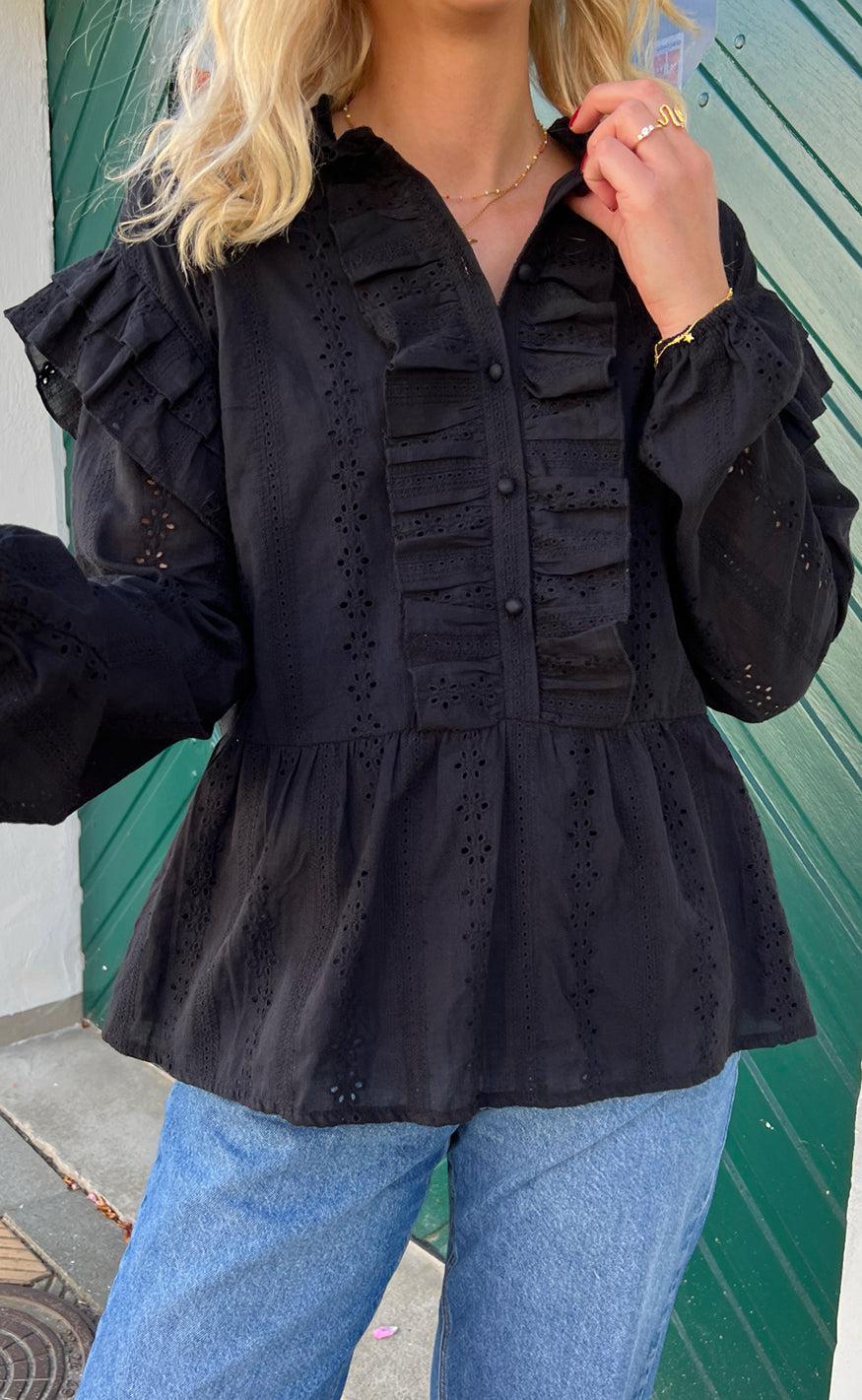 Say Ina Copenhagen Bluse Frida Black Broderie Anglaise