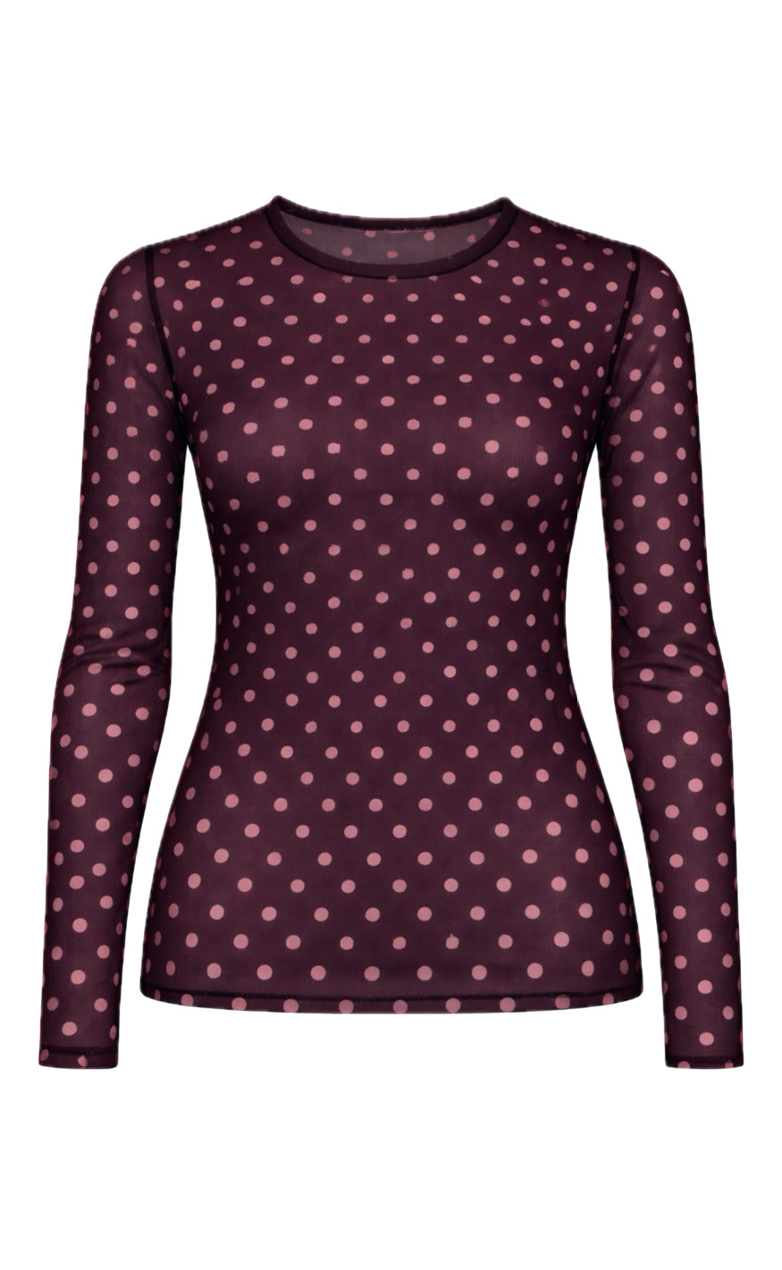 Say Ina Copenhagen Bluse Sophia Mesh Bordeaux Dots