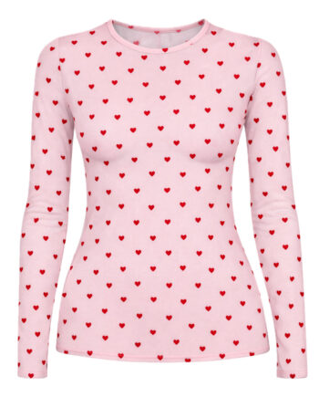 Say Ina Copenhagen Bluse Sophia Mesh Pink    Red Hearts