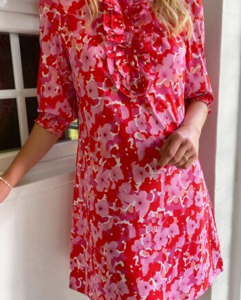 Say Ina Copenhagen Kjole Camilla Pink Red Flowers
