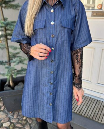 Say Ina Copenhagen Kjole Sif Dark Denim    Black Stripes