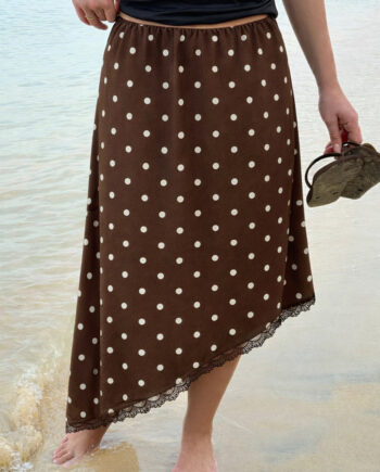 Say Ina Copenhagen Nederdel Nellie Assymmetric Dark Brown    White Dots