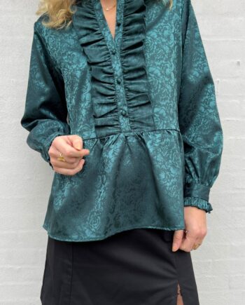 Say Ina Copenhagen Skjorte Evie Dark Green Flower